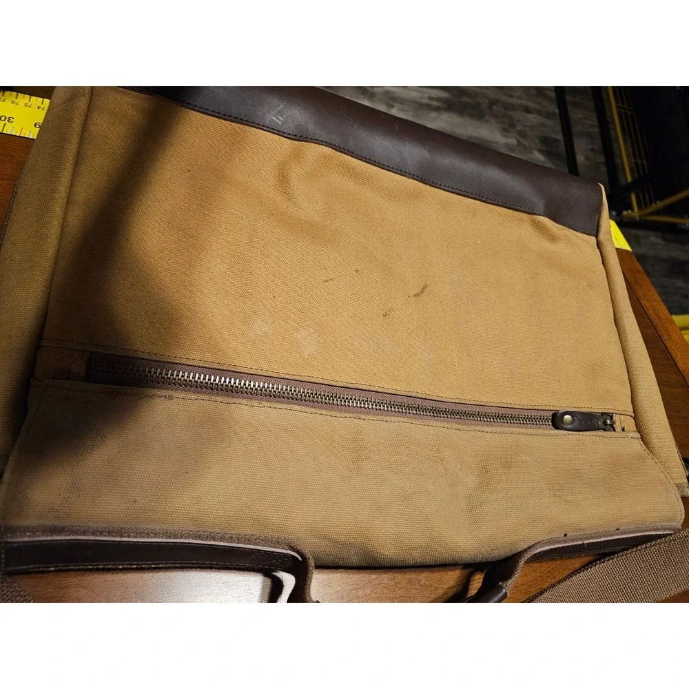 Sportsmans Warehouse Canvas Leather Messenger Bag Tan Brown Field Briefcase